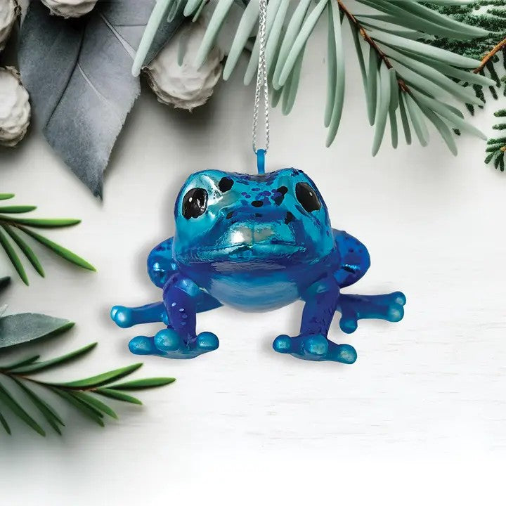 Poison Dart Frog Blue Glass Ornament