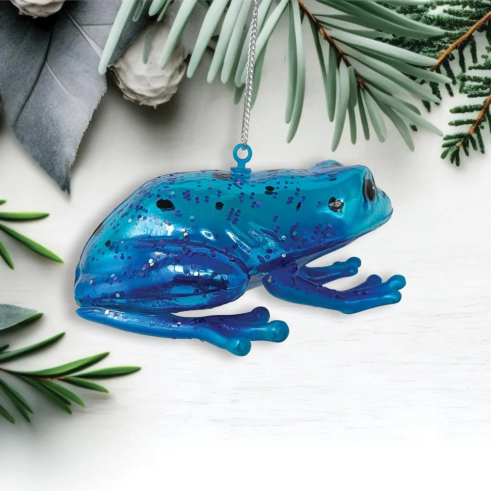 Poison Dart Frog Blue Glass Ornament