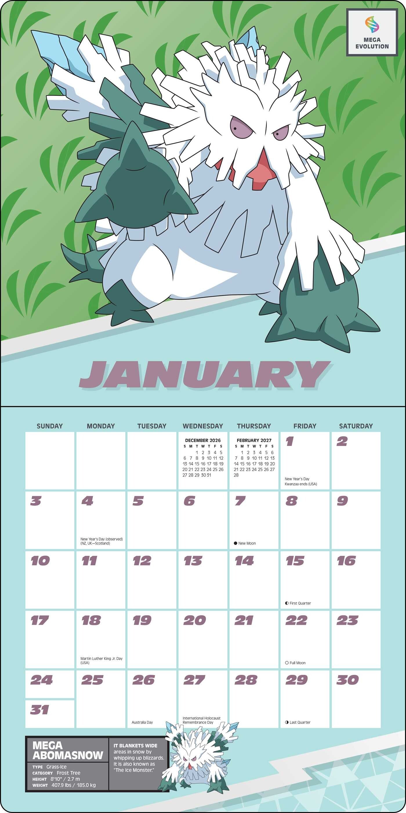 Pokemon 2027 Wall Calendar