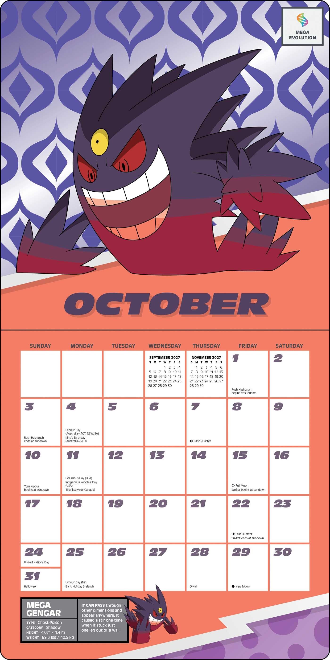 Pokemon 2027 Wall Calendar