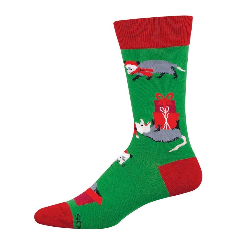 Possum Presents Men's Crew Socks Green