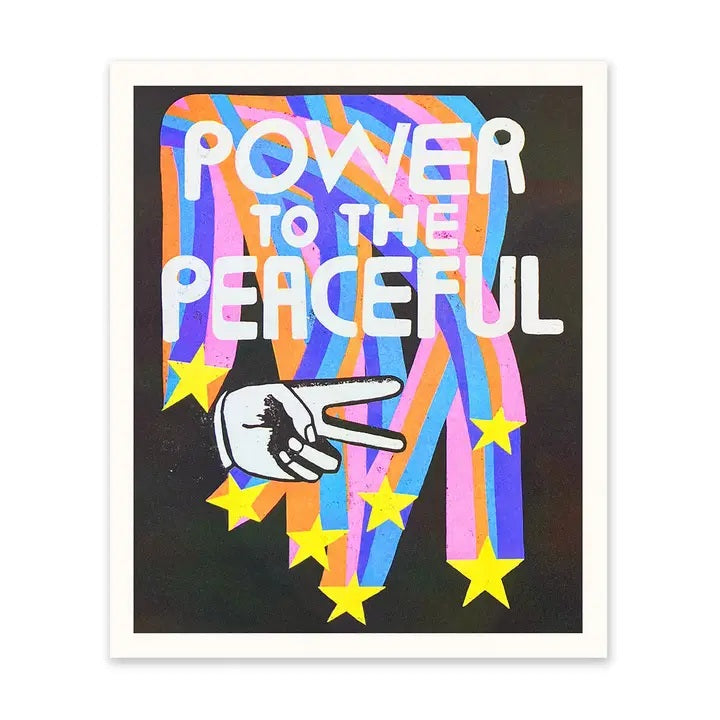 Power To The Peaceful Risograph Print 10x12