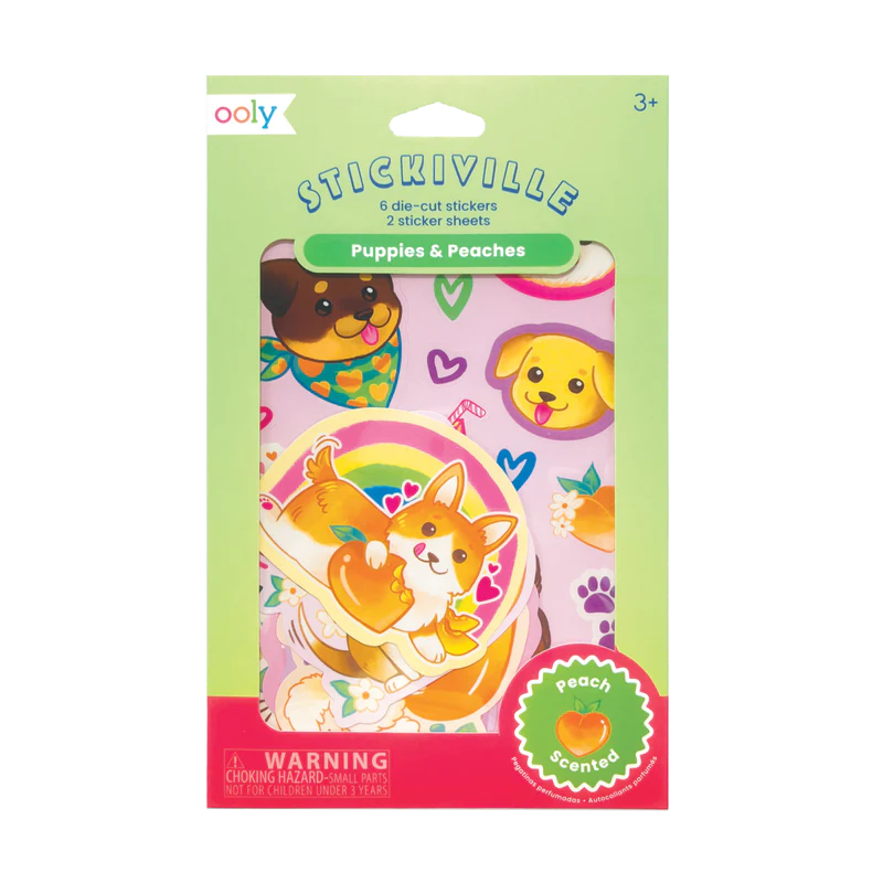 Puppies And Peaches Scented 2 Sheets And 6 Die Cut Stickers