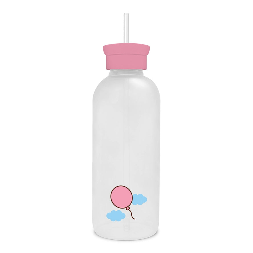 Pusheen Balloon Ride Glass Water Bottle With Straw