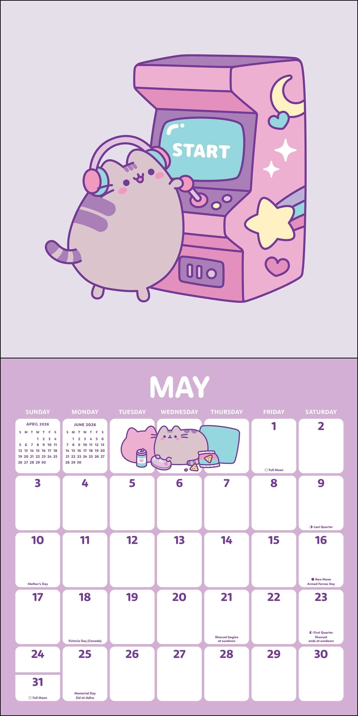 Pusheen Day Off Plans 2026 Wall Calendar