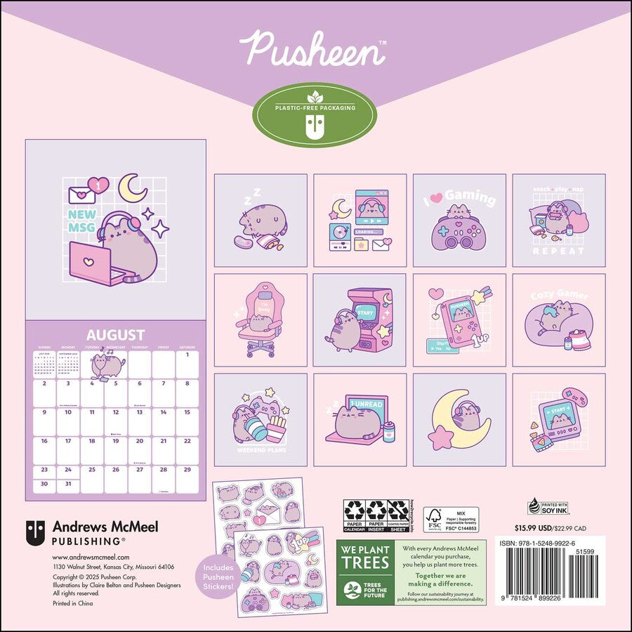Pusheen Day Off Plans 2026 Wall Calendar