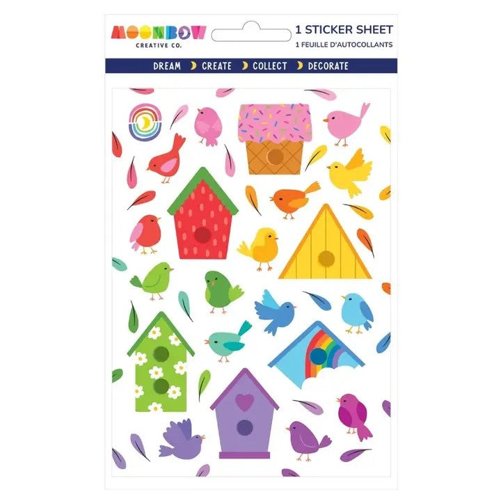 Rainbow Birdhouses Glossy Sticker Sheet