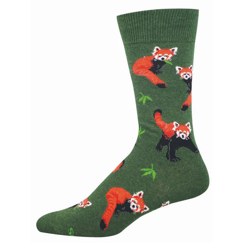Red Pandamonium Men's Crew Socks Green Heather