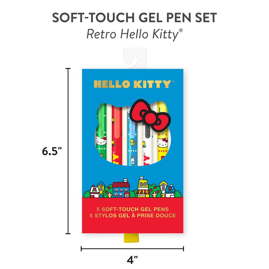 Retro Hello Kitty Soft Touch Gel Pen Set Of 5