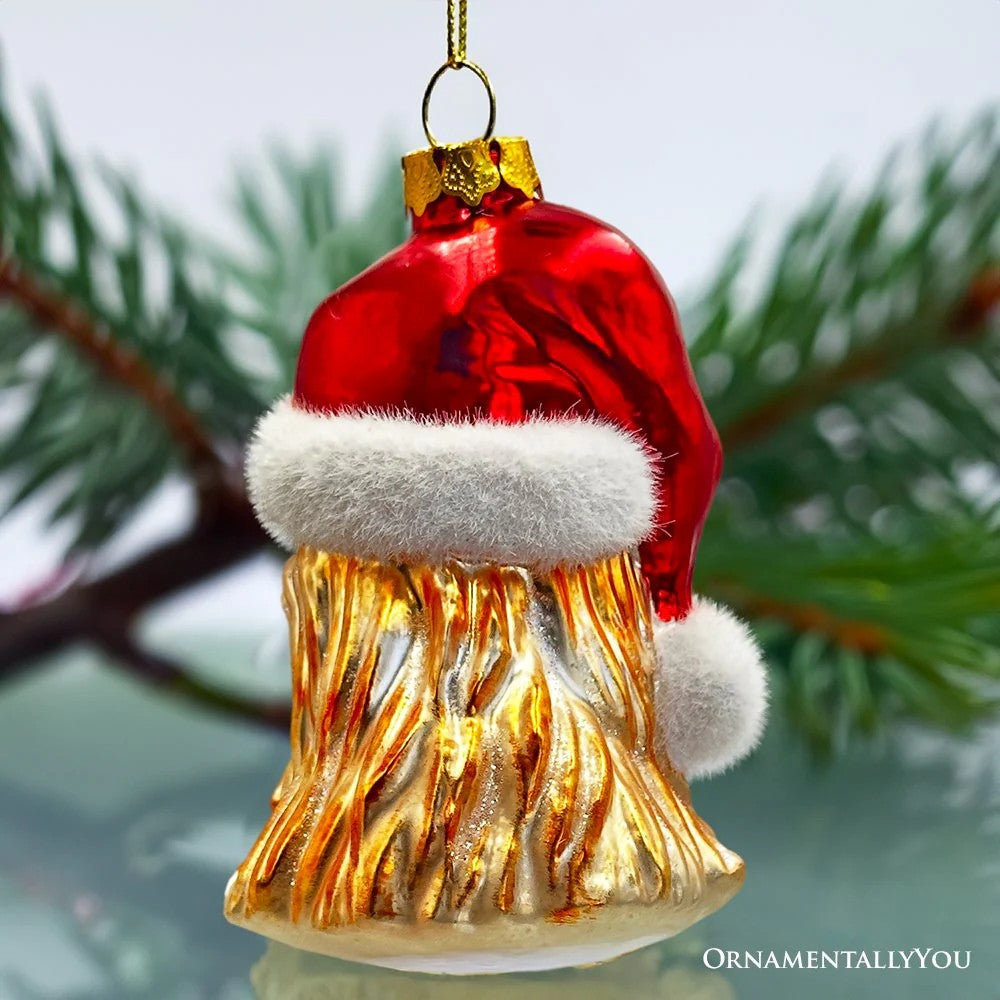 Rooster With Santa Hat Glass Ornament