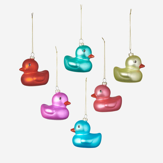 Rubber Ducky Glass Assorted Ornament