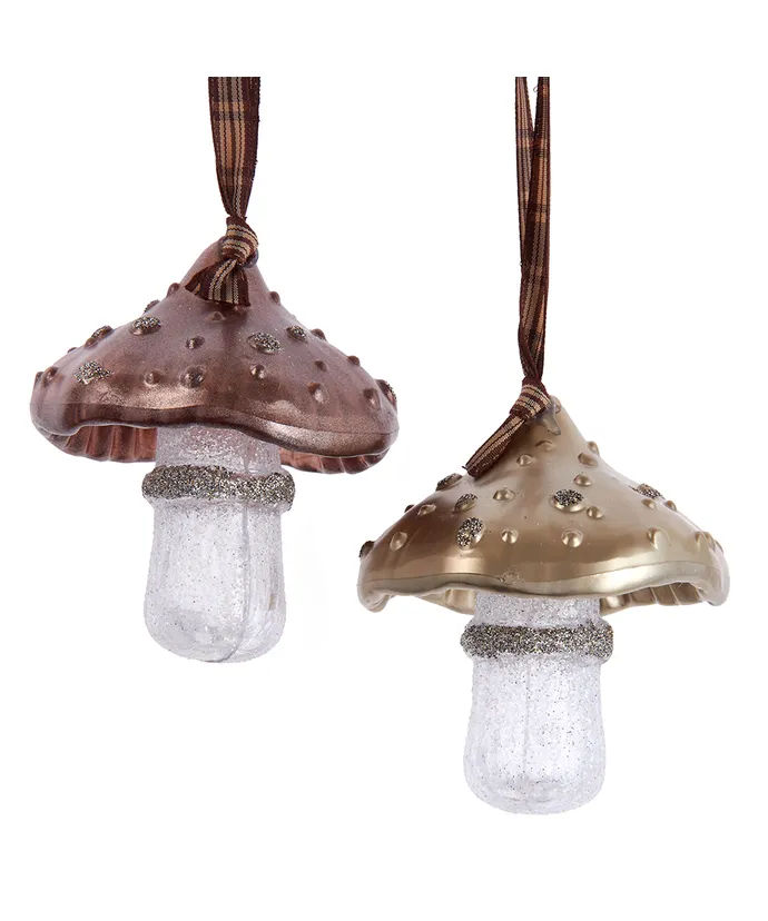 Mushroom Rustic Glam Glass Assorted Ornament