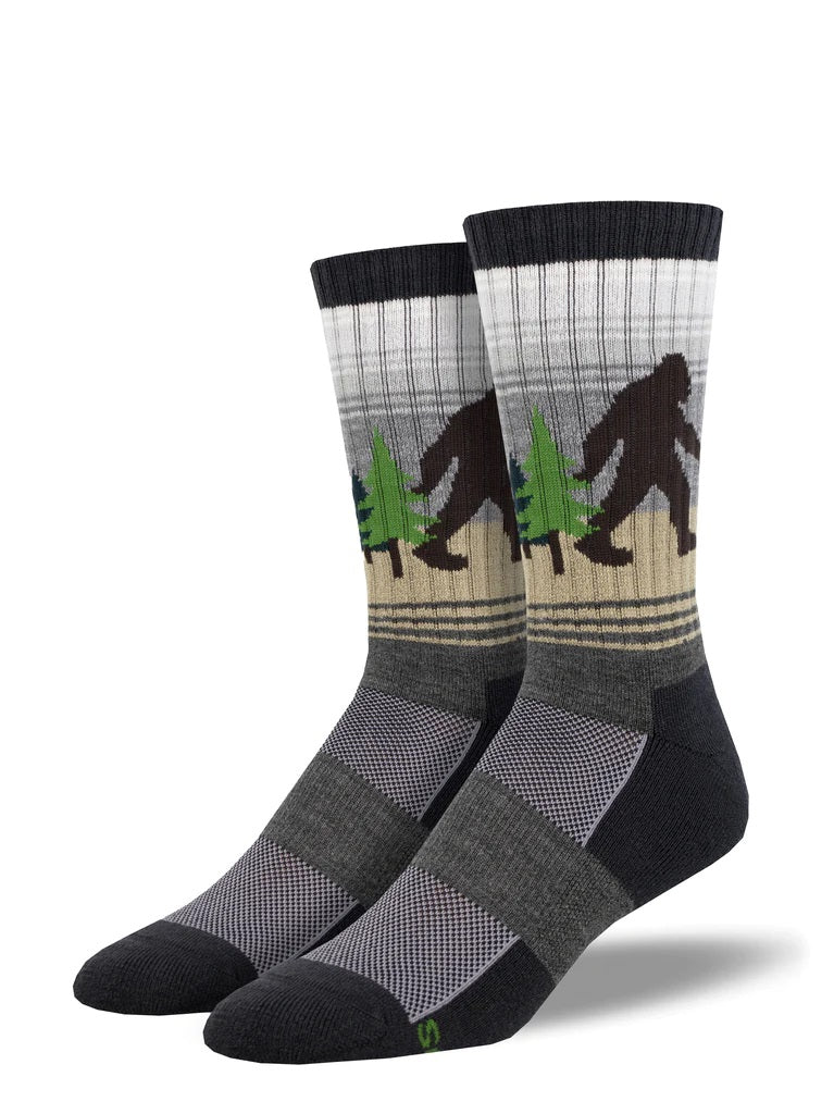 Sasquatch Out Men's Wool Crew Socks Gray