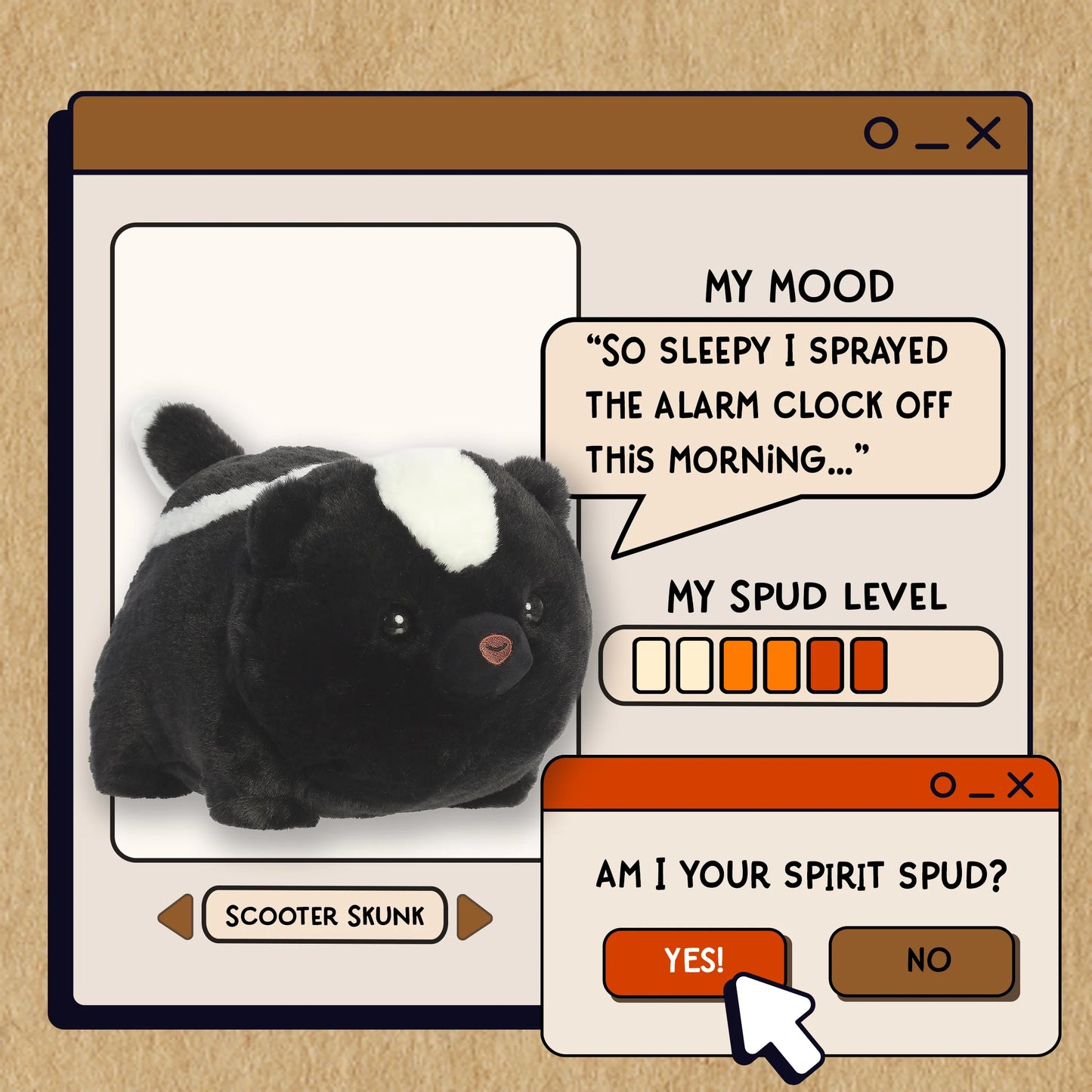 Scooter Skunk Spudsters Plush 10"