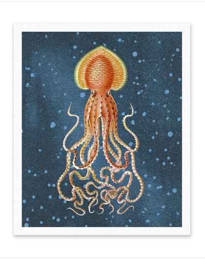 Giant Squid Risograph Print 10 x 12