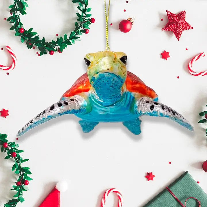Sea Turtle Glass Ornament