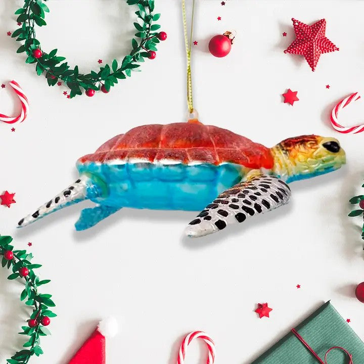 Sea Turtle Glass Ornament