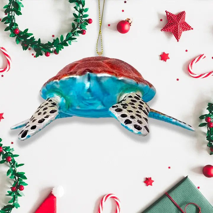 Sea Turtle Glass Ornament