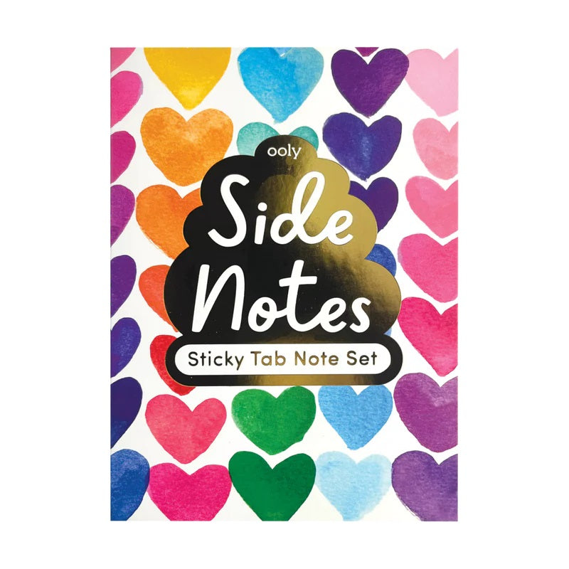 Side Notes Sticky Tab Note Set Rainbow Hearts
