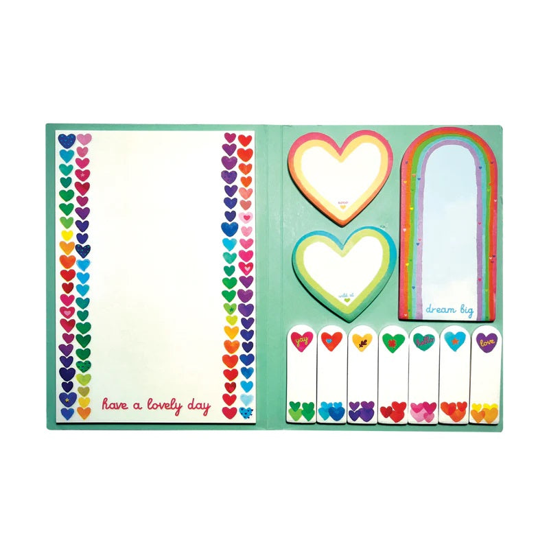 Side Notes Sticky Tab Note Set Rainbow Hearts