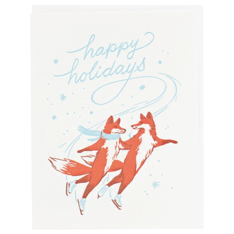 Card Skating Fox Holiday Christmas