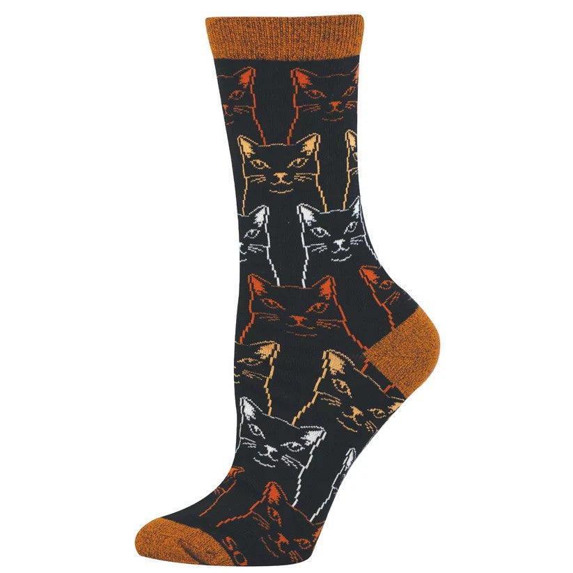 Sketchy Cats Women's Bamboo Socks Black