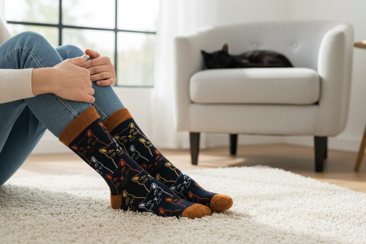 Sketchy Cats Women's Bamboo Socks Black