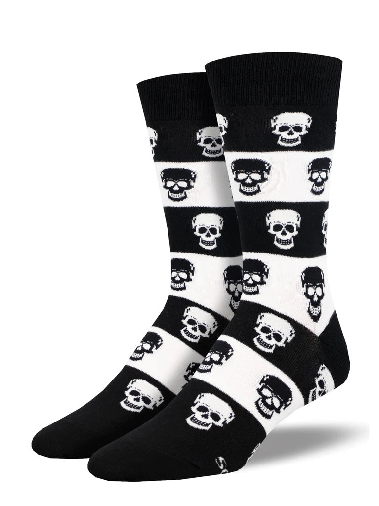 Skull Men's Crew Socks Black & White