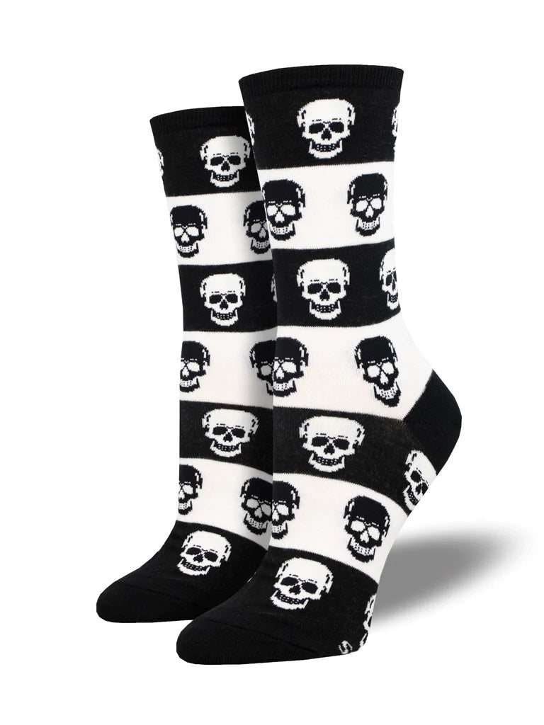 Skull Women's Crew Socks Black & White