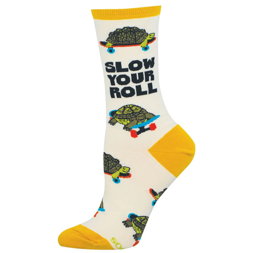 Slow Your Roll Women's Crew Socks Ivory