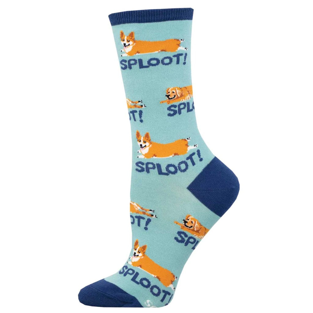 Sploot Women's Crew Socks Corgi Blue