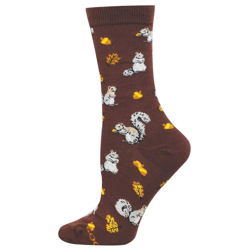 Squirrels In The Forest Women's Bamboo Socks Brown