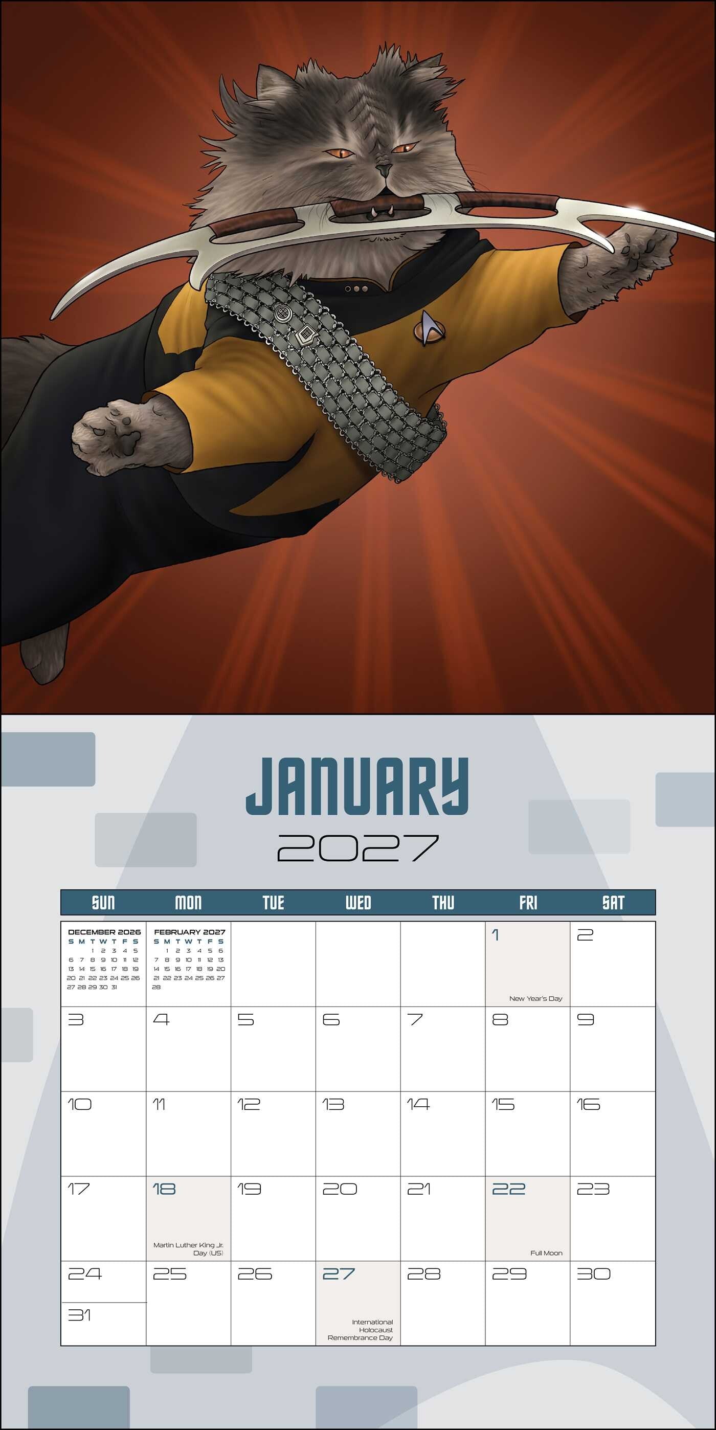 Star Trek Cats 2027 Wall Calendar