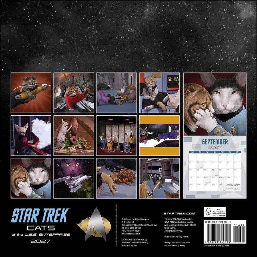 Star Trek Cats 2027 Wall Calendar