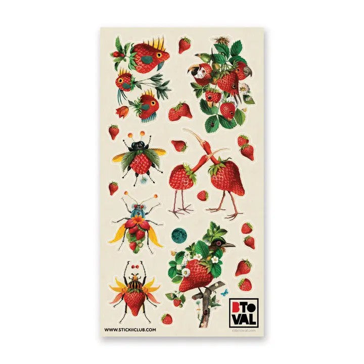 Strawberry Menagerie Sticker Sheet