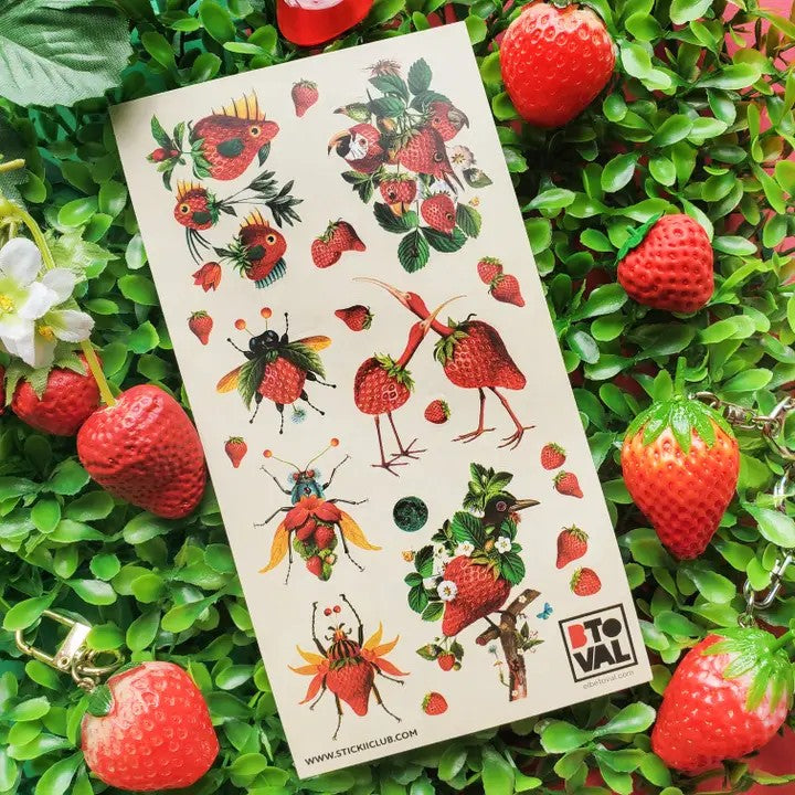 Strawberry Menagerie Sticker Sheet