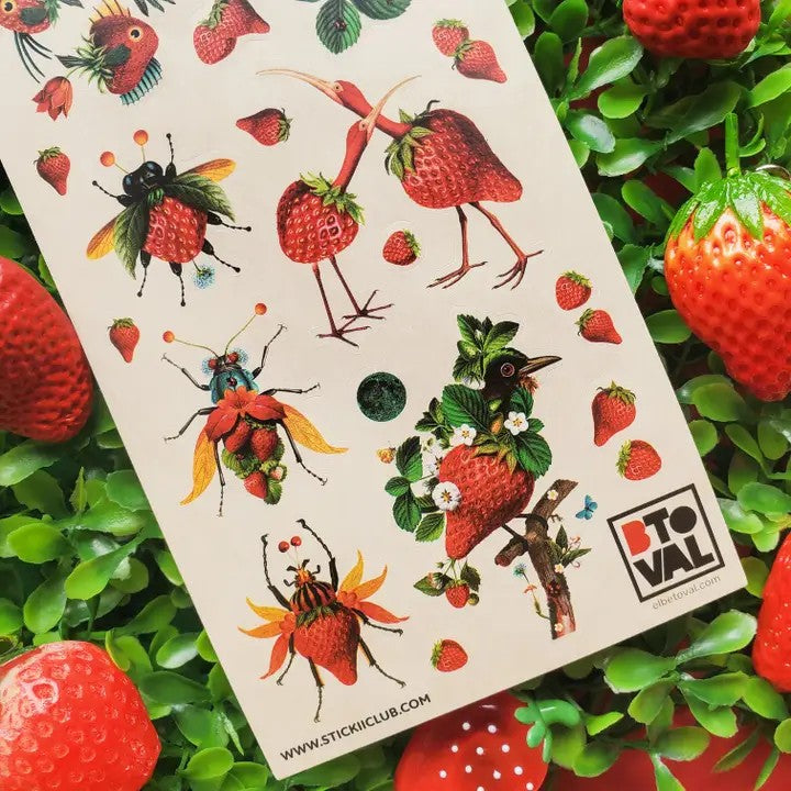 Strawberry Menagerie Sticker Sheet