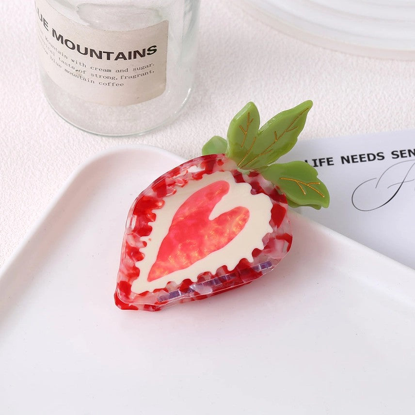 Strawberry Heart Hair Claw Clip