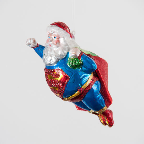 Super Santa Glass Ornament