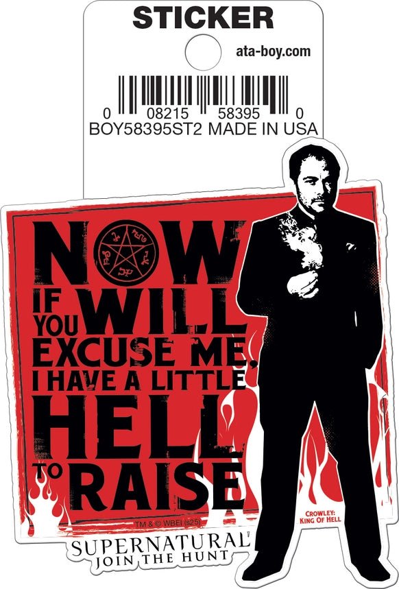 Supernatural Crowley Hell To Raise Die Cut Sticker