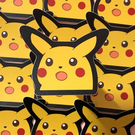 Pokemon Shocked Pikachu Face Meme Vinyl Sticker