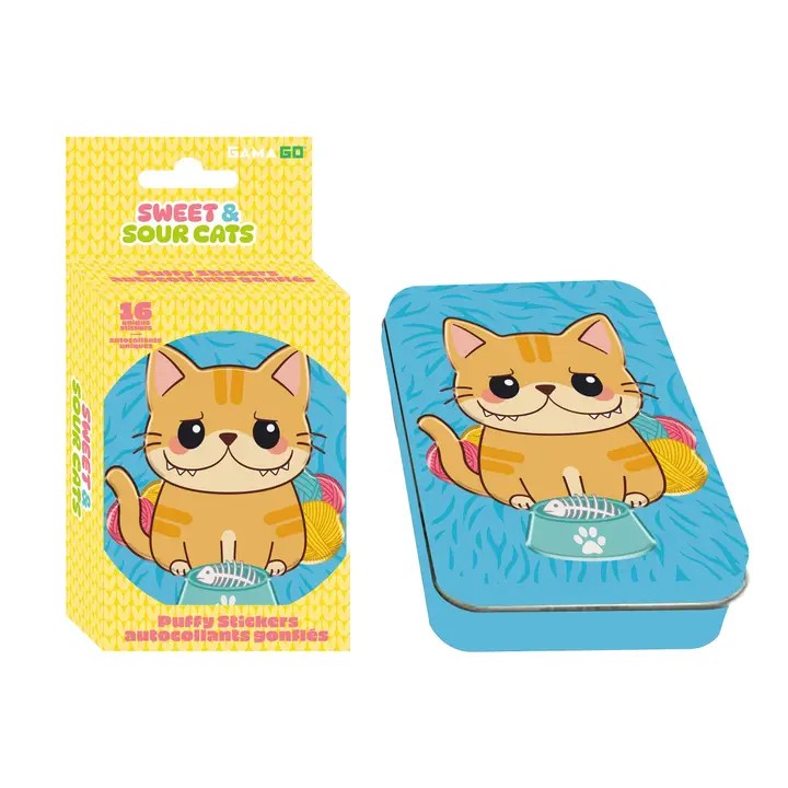 Sweet & Sour Cat Puffy Sticker Tin