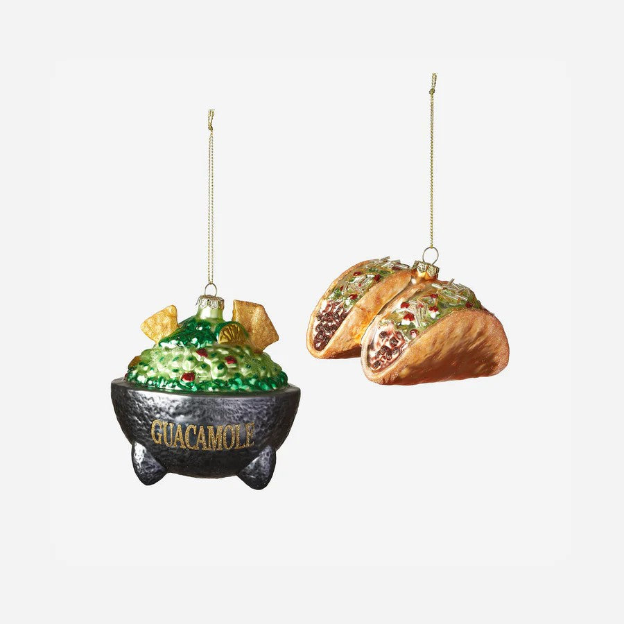 Taco Or Guacamole Assorted Glass Ornament