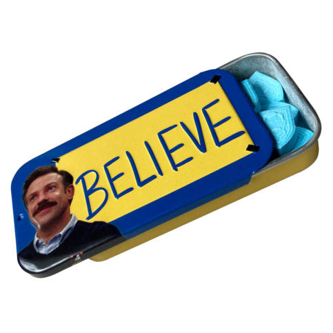 Ted Lasso Believe Blue Raspberry Candy Tin