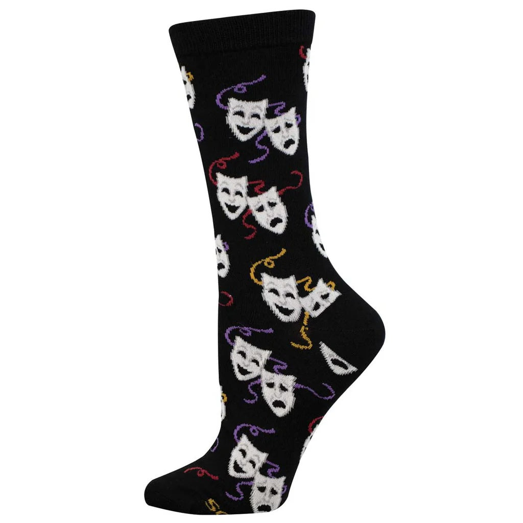 Theater Masks Women's Bamboo Socks Black