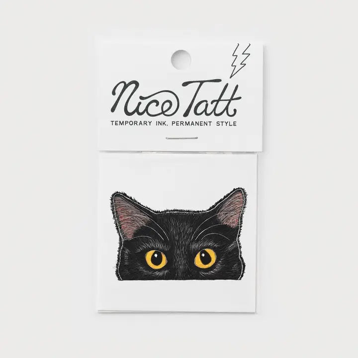 Tinker Peeking Black Cat Nice Tatt Temporary Tattoo