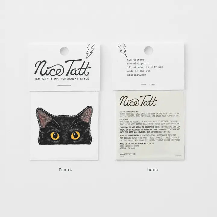 Tinker Peeking Black Cat Nice Tatt Temporary Tattoo