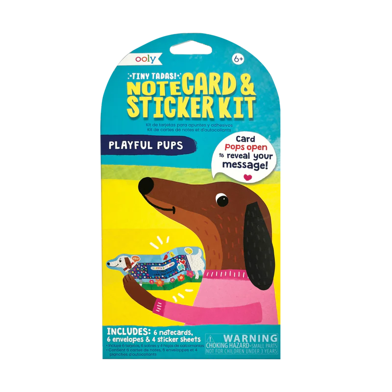 Tiny Tadas Playful Pups Note Card & Sticker Kit