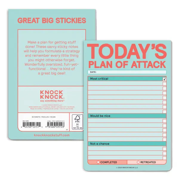 Today's Plan Of Attack Great Big Stickies