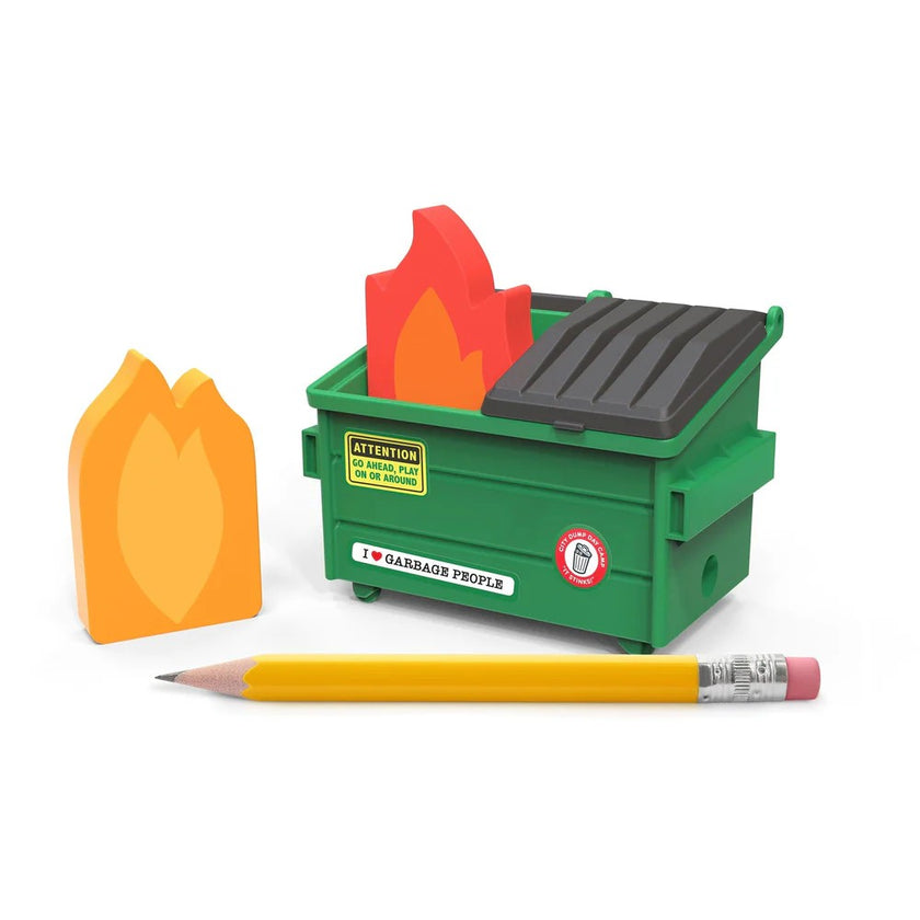 Trash Talk Dumpster Fire Eraser & Sharpener Set